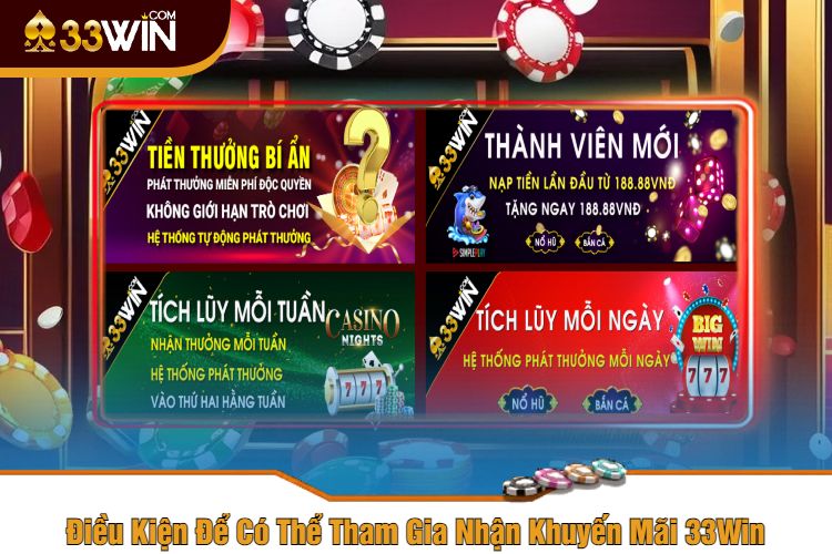 Điều Kiện Để Có Thể Tham Gia Nhận Khuyến Mãi 33Win